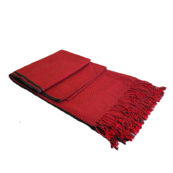Red Stripe Womens Shawl of 100% cotton fast colored dyed yarn